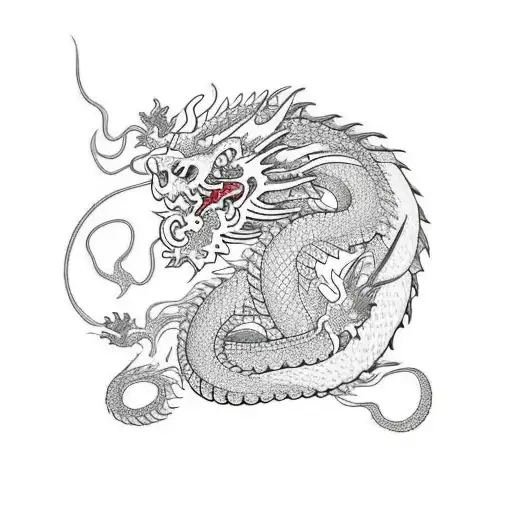 Dragon With Flowers Going Up Spine