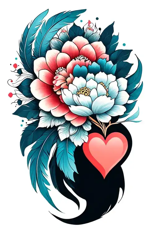 Intricate Mandala Design Incorporating Elements Heart And Feathers