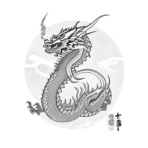 Asian Style Dragon Wrapped Around A Tower