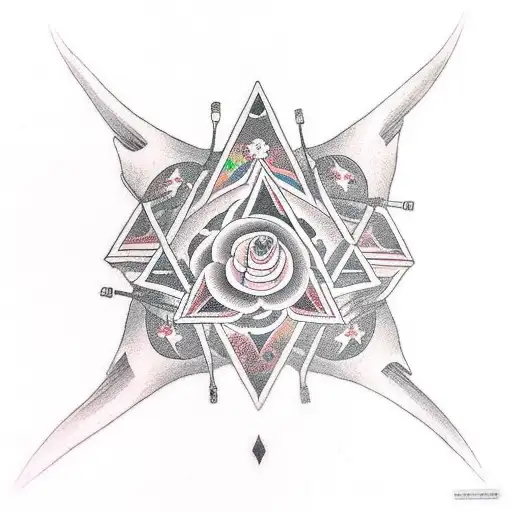 Deer Horns In Triangle With Enlightenment Symbols