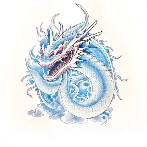 Dragon Japones Con Rosas