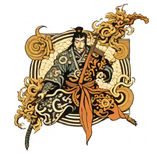 Samurai Or God Figure Surrounded