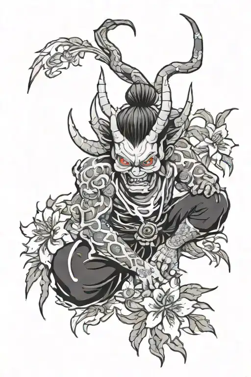Oni With Spider Lily Flower
