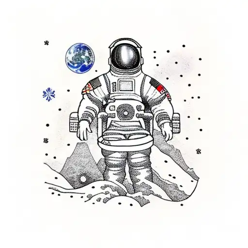 Historical Figures In Space Suits Exploring A Snow-covered Planet