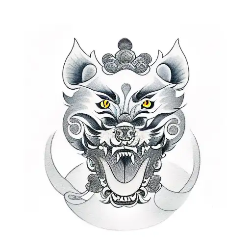 Japanese Foo Dog With Mouth Open