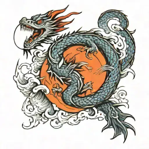 Dragon Catching A Fish