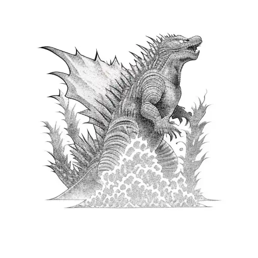 Godzilla Fighting A Plane