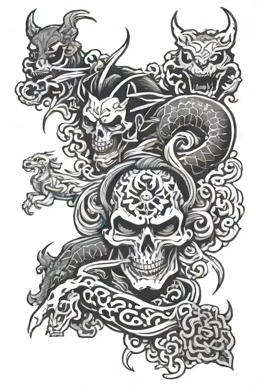 Gaming With Japanese Mythology Inspired Tattoo Depecting Believe And Death