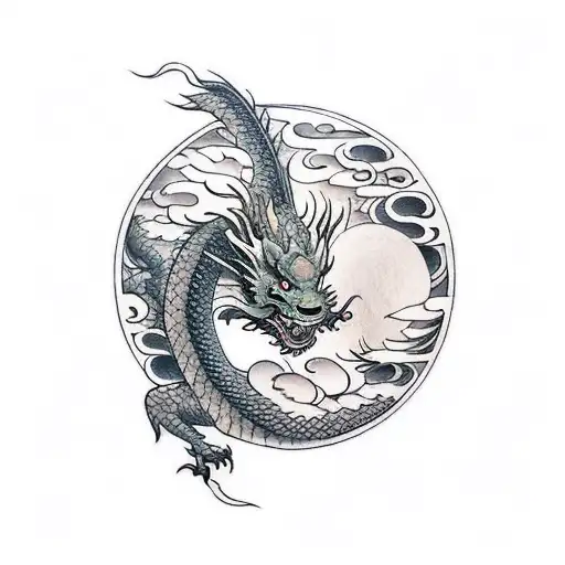 Dragon And Crecent Moon Small