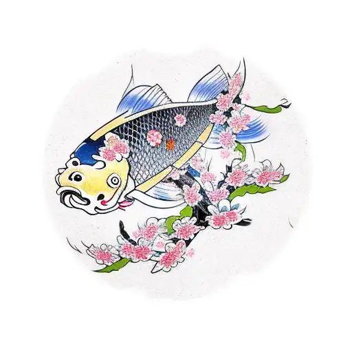Cherry Blossom With Koi Fish