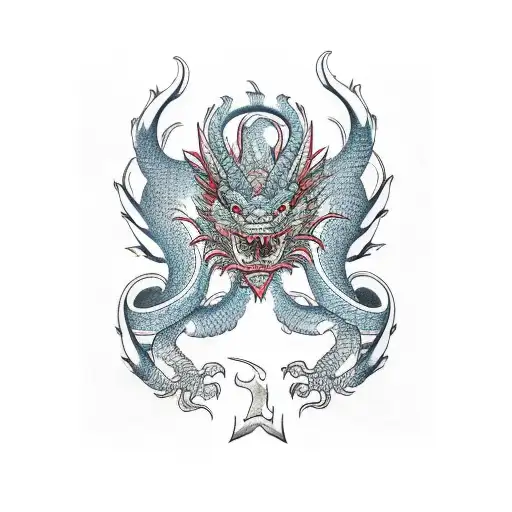 Dragon With 5 Heads Colored