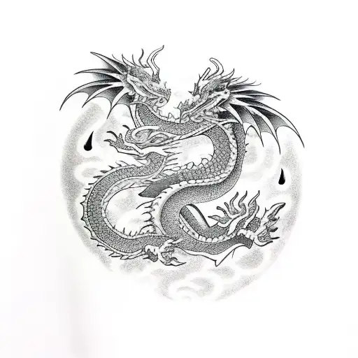 Dragon Andm Crecent Moon Minimal