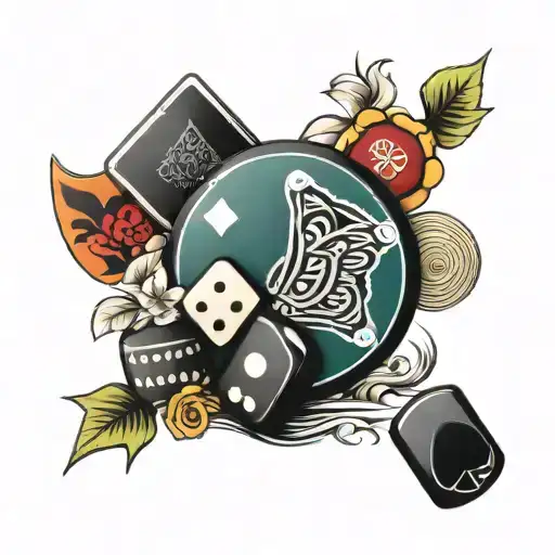 Gambling Poker Chips Dice Cards Whiskey