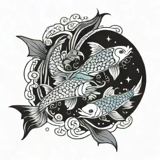 Pisces And Moon Shining