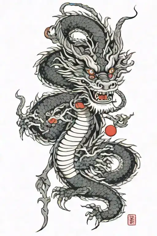 Chinese Dragon With Cherry Branch