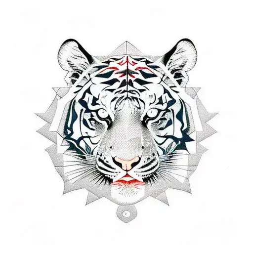 A Tiger With Geometric Patterns Made Of Dollar Signs