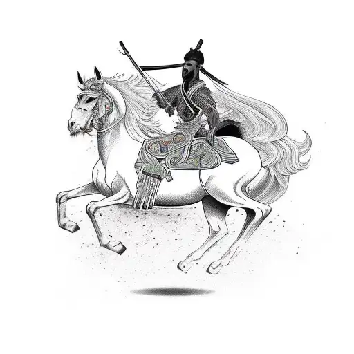 Black Man Riding A Horse As A Warrior