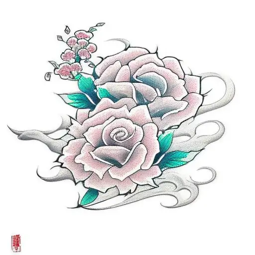 Sword Surounded By The Red Lotas Flowers