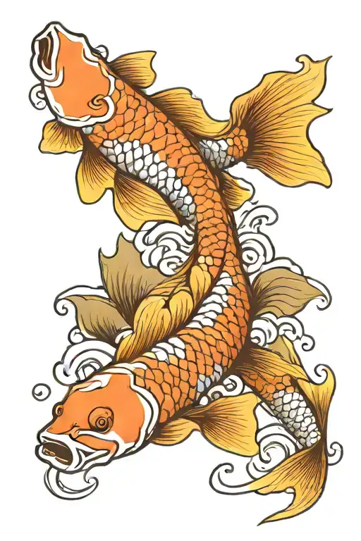 Koi Fish Swimming Upstream