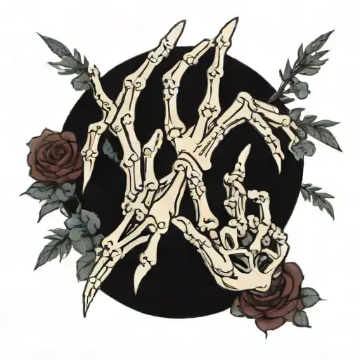 Skeleton Hands Reaching For Each Other