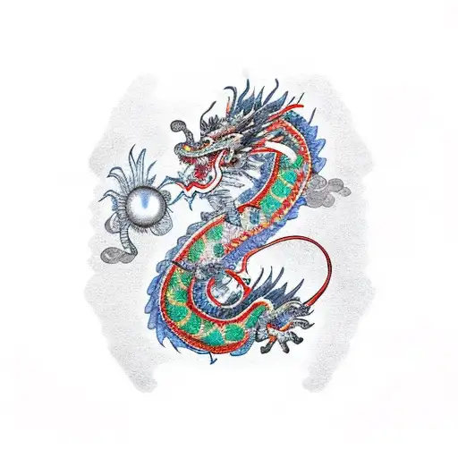 Chinese Dragon With A Pearl Its Mouth