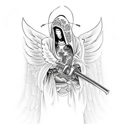 Hooded Angel With A Sword