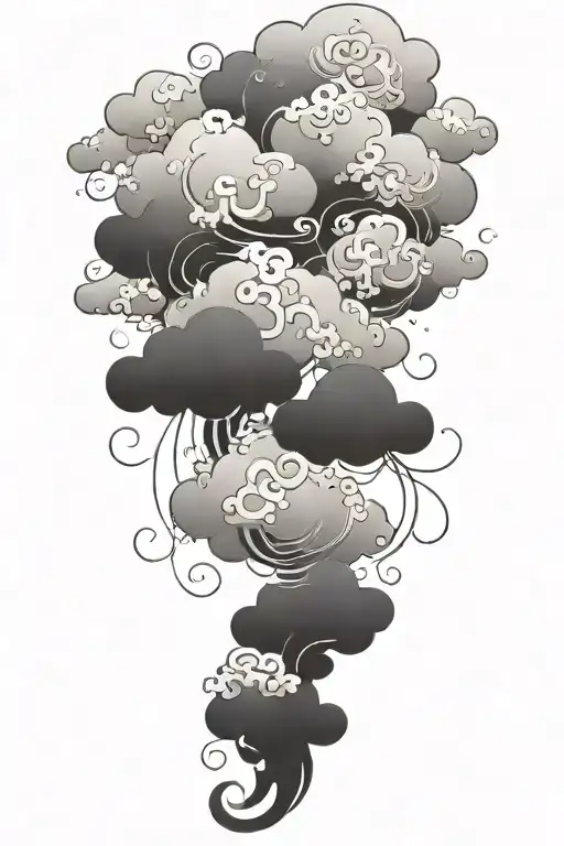 Japanese Cloud Made Up Of Interconnected Puzzle Pieces Arranged