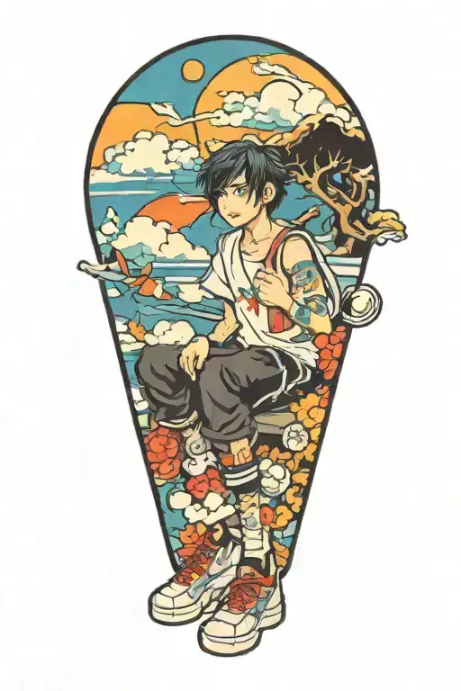 Design A Tattoo Featuring Anime With A Sneakers