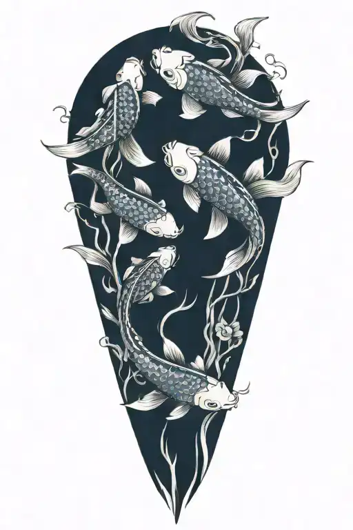 Five Koi Fish Swimming Together