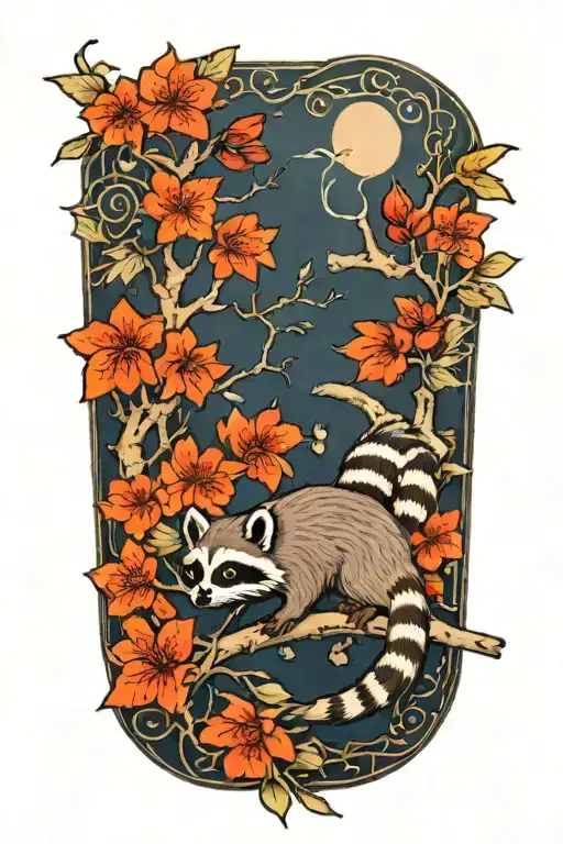 Raccoon Walking On Branch