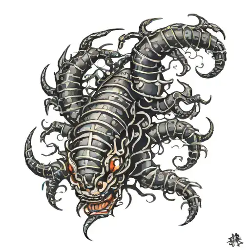 Scolopendra Made From The Faces Of Demon Girls Face