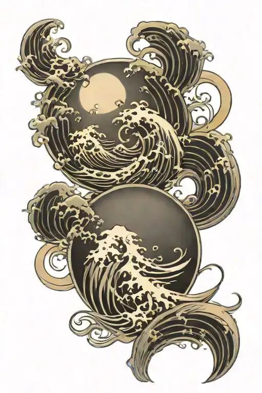 Japanese Waves With Moon Phase