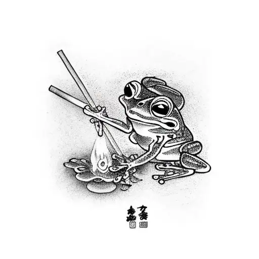 Frog Smoking Blunt Sitting On Psilocybin Mushroom