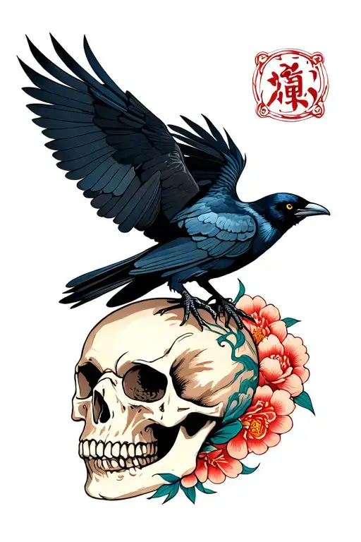 Crow Landing On A Skull