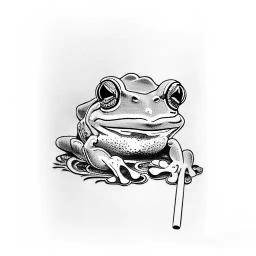 Frog Smoking Blunt Sitting On Mushroom