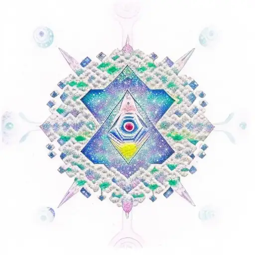 Galactic Crystal Cluster With A Meditating Figure In The Center