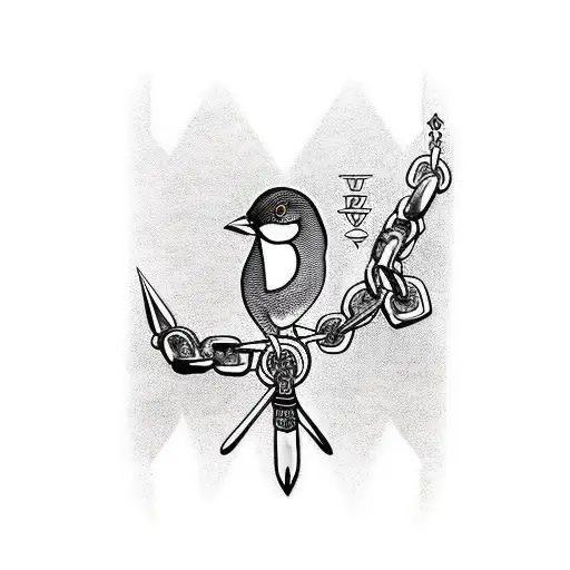 A Bird Holding A Chain That Has A Kunai On The Chain