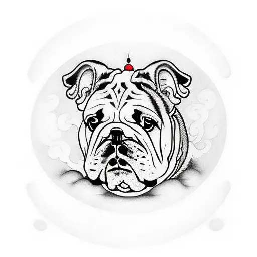 An English Bulldog Hellfire On Background