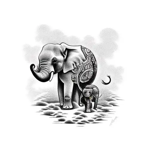 The Name Grace With A Baby And Mom Elephant In The Back