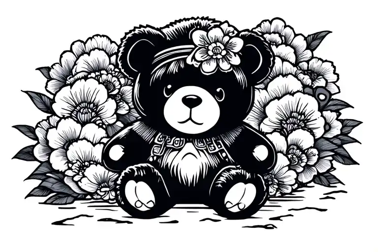 Black Line With Teddy Bear