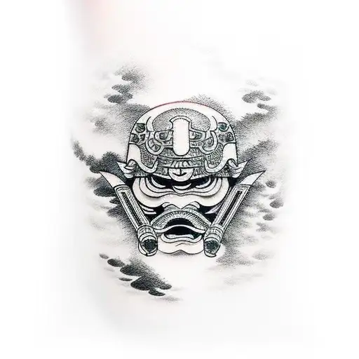 Black And Grey Samurai Arm Sleeve