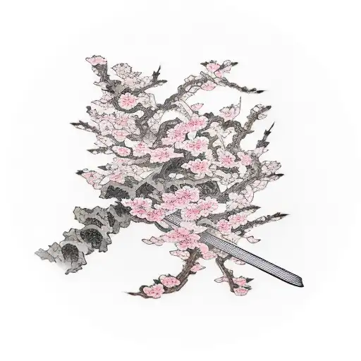 Sakura Blossom And Katana