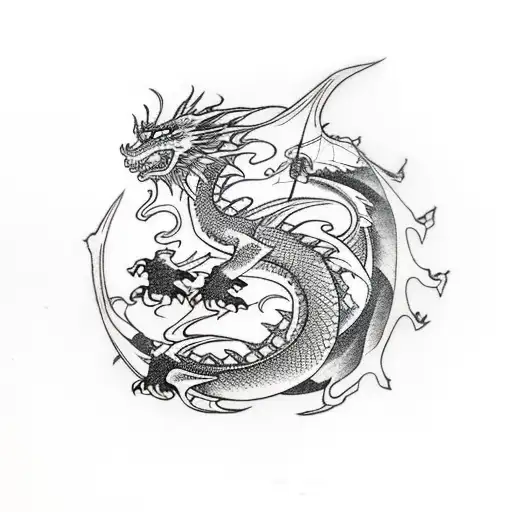 Dragon Fighting A Snack