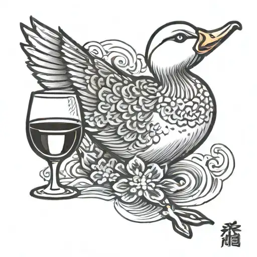A Funny Duck Holding A Glass Of Wine
