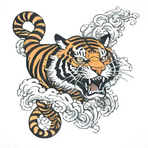 Smoking Tiger Surrounded