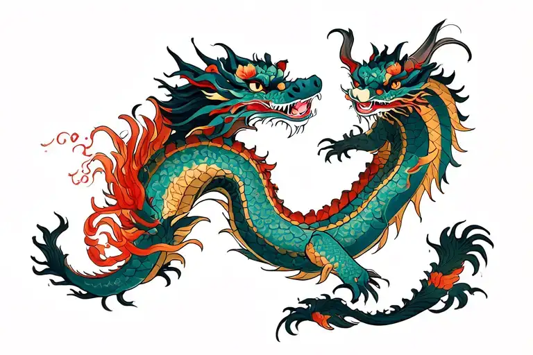 In Japanese Style With A Dragon