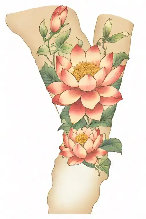 Japanese Lotus Flower Arm Sleeve