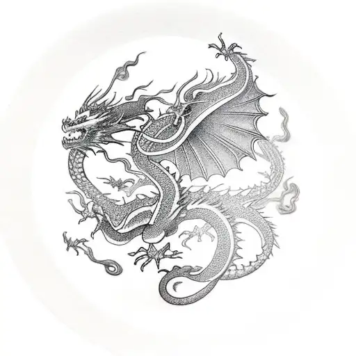 Dragon With Wings Sitting Of A Rock