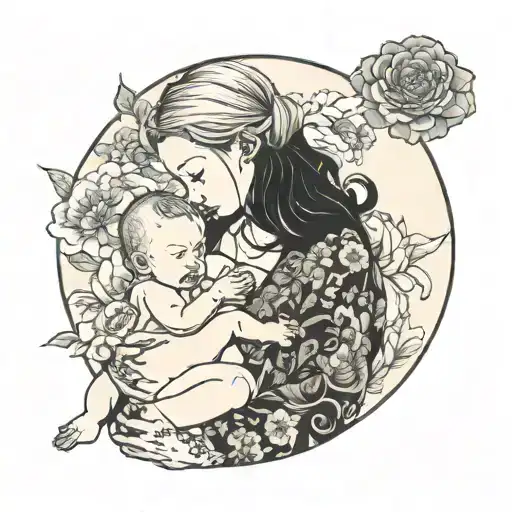 Nude Slim Young European Blonde Teenage Girl Breastfeeding Two Black Babies