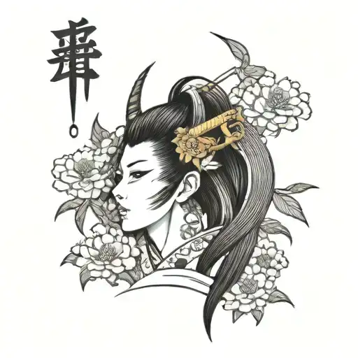 Black And White Japanese Style Tattoo Featuring Hidden Anime Characters